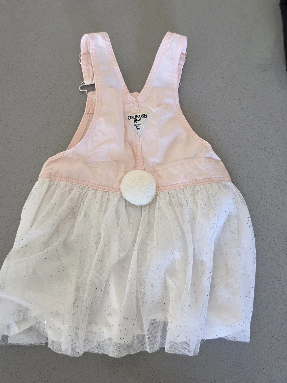 OshKosh B'gosh Light Pink Overall Dress with White Sparkle Tulle